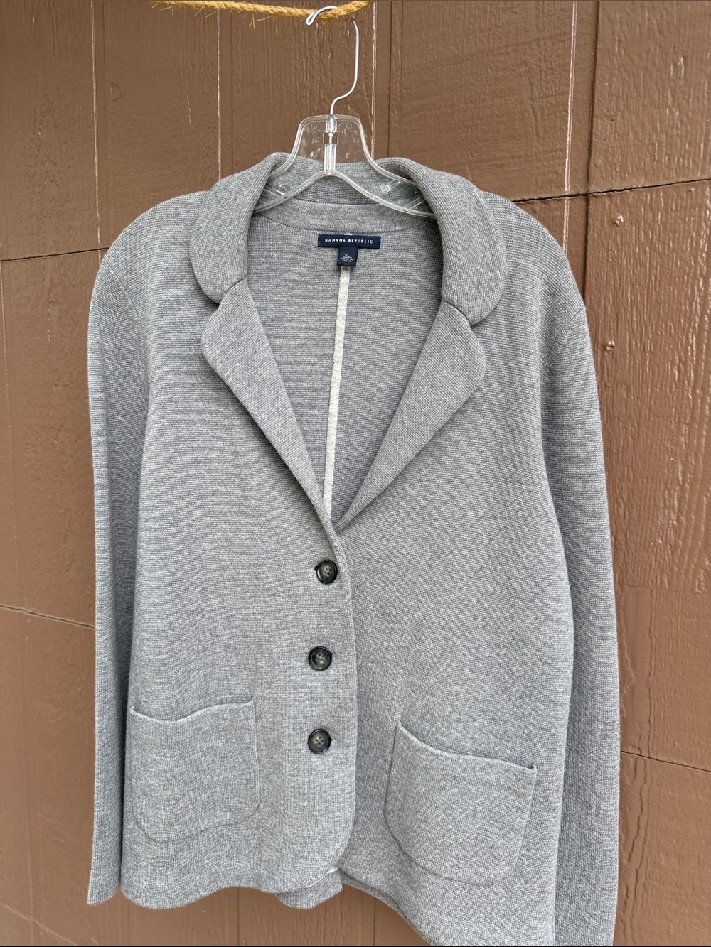 Banana Republic Gray Wool Knit Blazer with Patch Pockets